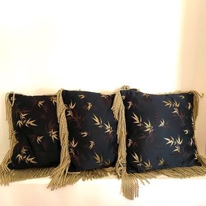Black Accent Pillows with Leaf Designs